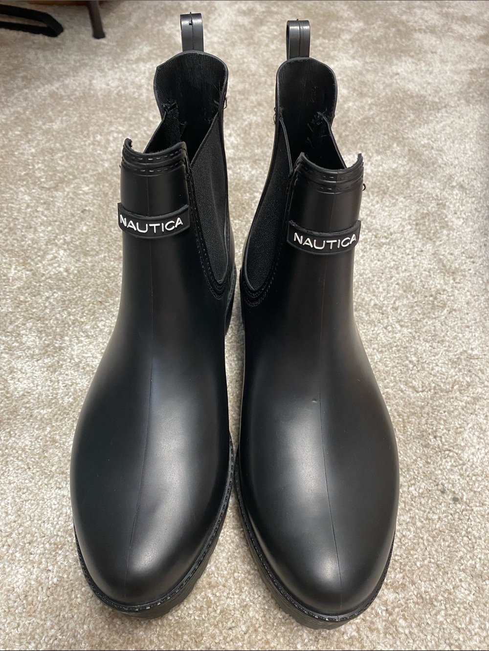 Nautica Matte Black Chelsea-Style Rain Ankle Boots - Picture 8 of 11